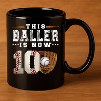 10 Years This Baller Is Now 10 Baseball 10th Birthday 11oz C Handle Ceramic Mug