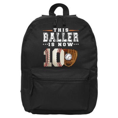 10 Years This Baller Is Now 10 Baseball 10th Birthday 16 in Basic Backpack