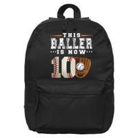 10 Years This Baller Is Now 10 Baseball 10th Birthday 16 in Basic Backpack