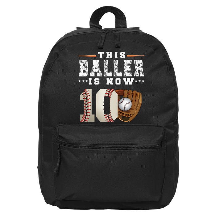 10 Years This Baller Is Now 10 Baseball 10th Birthday 16 in Basic Backpack