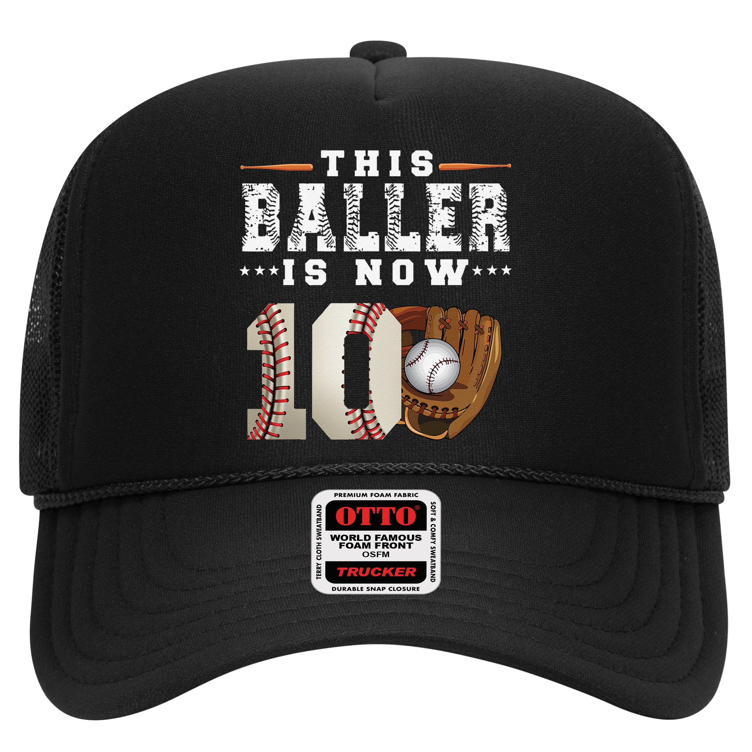 10 Years This Baller Is Now 10 Baseball 10th Birthday Hat