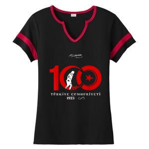 100 Yil TüRkiye Cumhuriyeti 1923 Ladies Halftime Notch Neck Tee