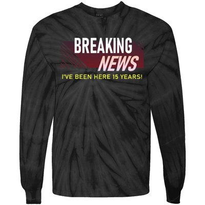 15 Year Work Anniversary 15th Employee Appreciation Tie-Dye Long Sleeve Shirt