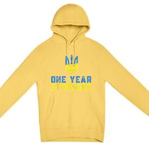 1 Year War Anniversary In Ukraine, Stand With Ukraine Premium Pullover Hoodie