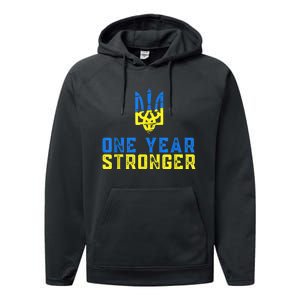 1 Year War Anniversary In Ukraine, Stand With Ukraine Performance Fleece Hoodie