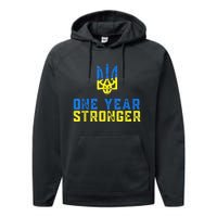 1 Year War Anniversary In Ukraine, Stand With Ukraine Performance Fleece Hoodie