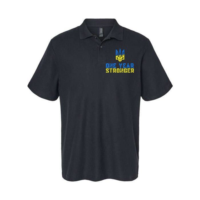 1 Year War Anniversary In Ukraine, Stand With Ukraine Softstyle Adult Sport Polo