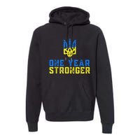 1 Year War Anniversary In Ukraine, Stand With Ukraine Premium Hoodie