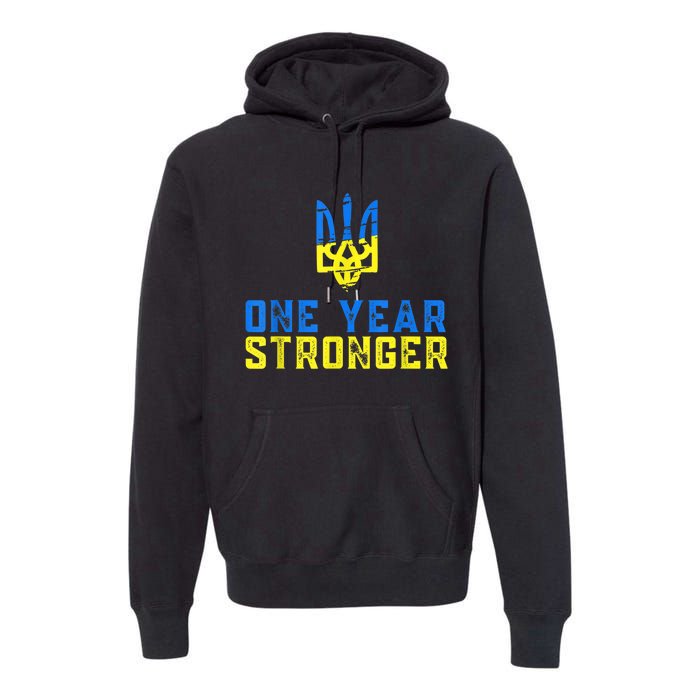 1 Year War Anniversary In Ukraine, Stand With Ukraine Premium Hoodie