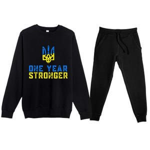 1 Year War Anniversary In Ukraine, Stand With Ukraine Premium Crewneck Sweatsuit Set