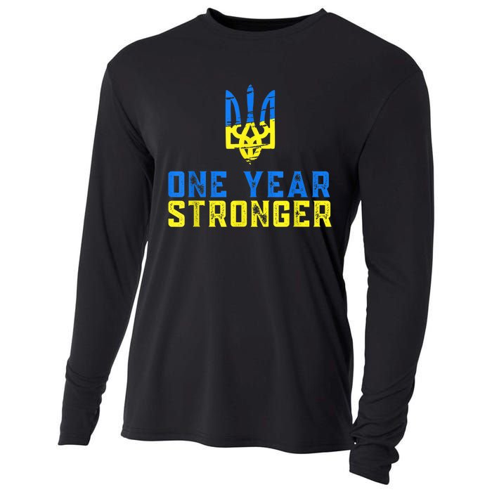 1 Year War Anniversary In Ukraine, Stand With Ukraine Cooling Performance Long Sleeve Crew