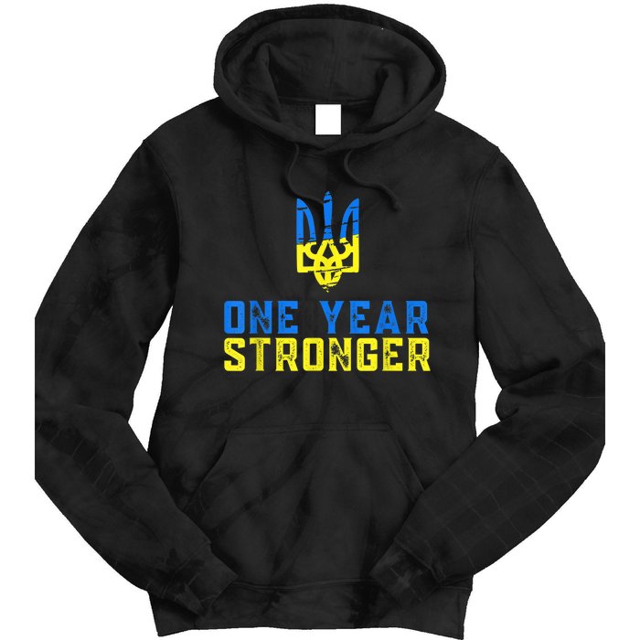 1 Year War Anniversary In Ukraine, Stand With Ukraine Tie Dye Hoodie