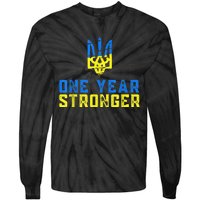 1 Year War Anniversary In Ukraine, Stand With Ukraine Tie-Dye Long Sleeve Shirt