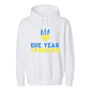 1 Year War Anniversary In Ukraine, Stand With Ukraine Garment-Dyed Fleece Hoodie