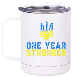 1 Year War Anniversary In Ukraine, Stand With Ukraine 12 oz Stainless Steel Tumbler Cup