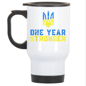 1 Year War Anniversary In Ukraine, Stand With Ukraine Stainless Steel Travel Mug