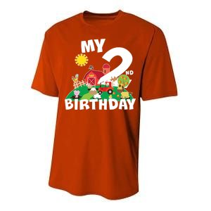 2 Year Old Farm My 2nd Birthday Performance Sprint T-Shirt