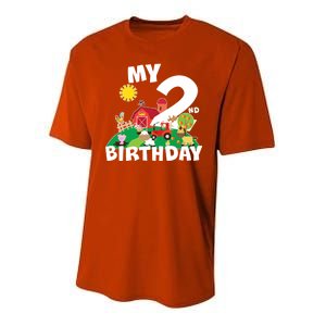 2 Year Old Farm My 2nd Birthday Youth Performance Sprint T-Shirt