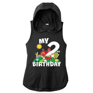 2 Year Old Farm My 2nd Birthday Ladies PosiCharge Tri-Blend Wicking Draft Hoodie Tank