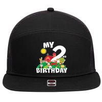 2 Year Old Farm My 2nd Birthday 7 Panel Mesh Trucker Snapback Hat