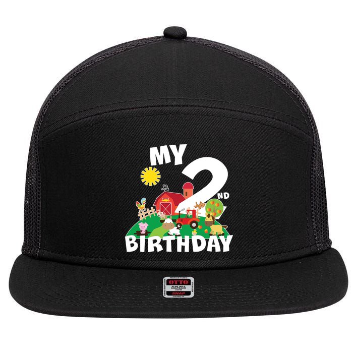 2 Year Old Farm My 2nd Birthday 7 Panel Mesh Trucker Snapback Hat