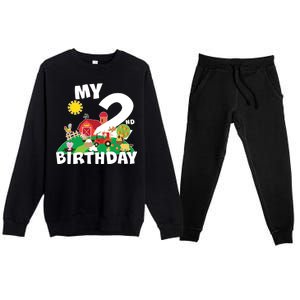 2 Year Old Farm My 2nd Birthday Premium Crewneck Sweatsuit Set