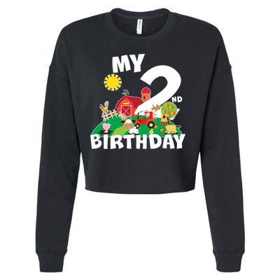 2 Year Old Farm My 2nd Birthday Cropped Pullover Crew