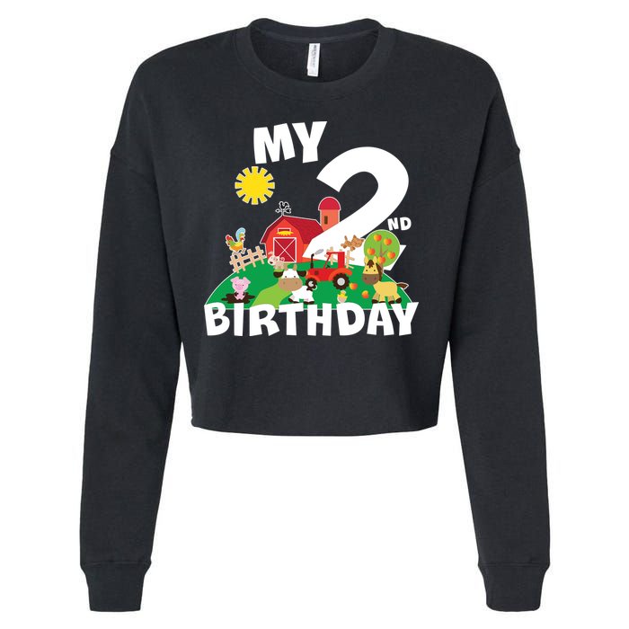 2 Year Old Farm My 2nd Birthday Cropped Pullover Crew