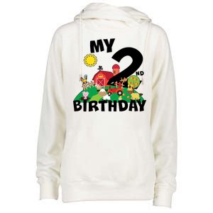 2 Year Old Farm My 2nd Birthday Womens Funnel Neck Pullover Hood