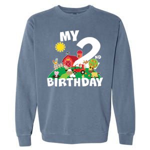 2 Year Old Farm My 2nd Birthday Garment-Dyed Sweatshirt