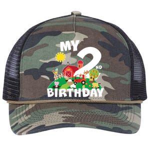 2 Year Old Farm My 2nd Birthday Retro Rope Trucker Hat Cap