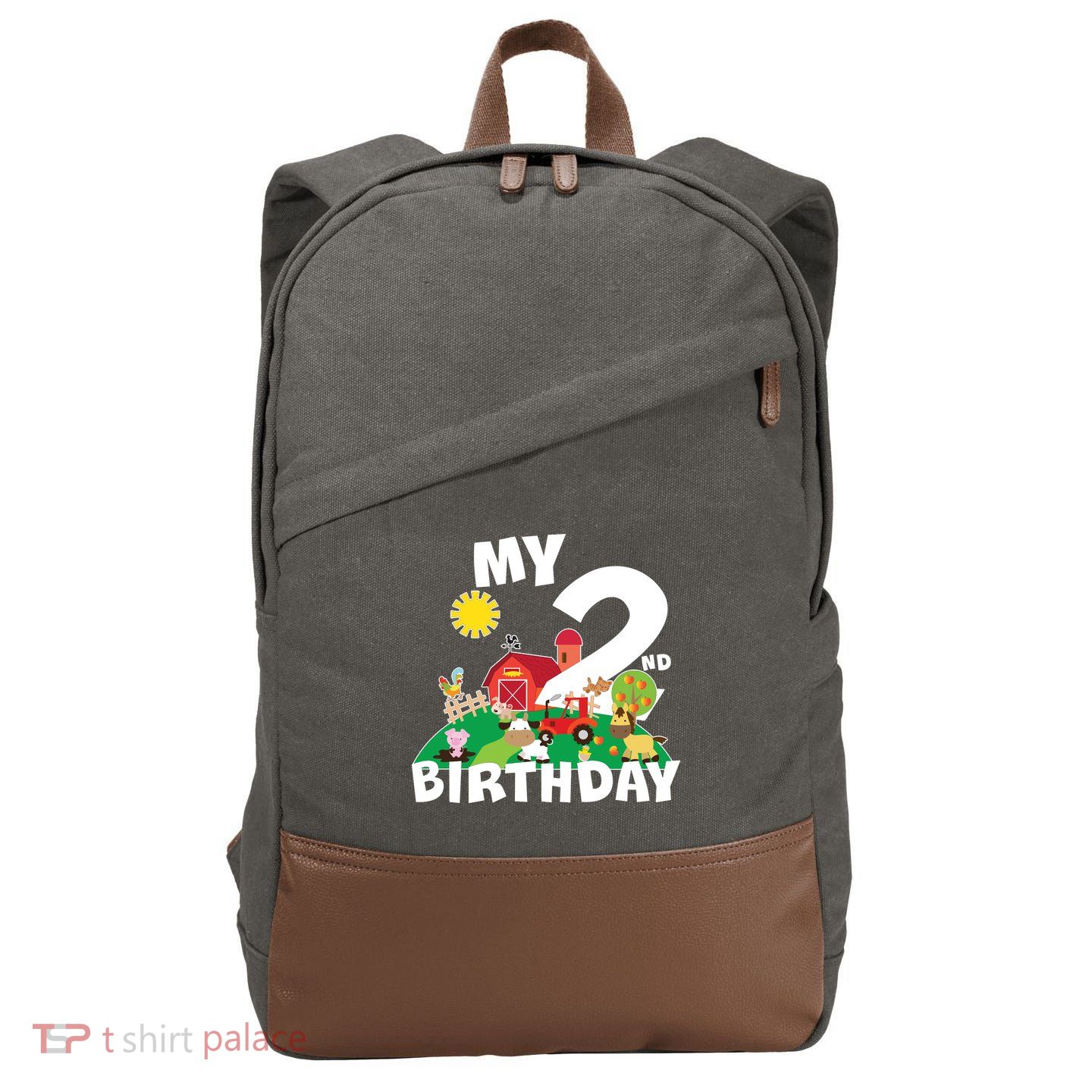 2 Year Old Farm My 2nd Birthday Cotton Canvas Backpack