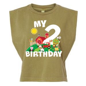 2 Year Old Farm My 2nd Birthday Garment-Dyed Women's Muscle Tee