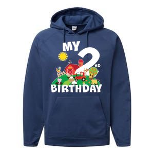 2 Year Old Farm My 2nd Birthday Performance Fleece Hoodie