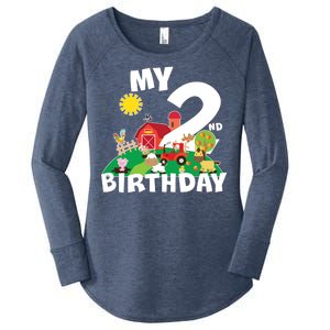 2 Year Old Farm My 2nd Birthday Women's Perfect Tri Tunic Long Sleeve Shirt