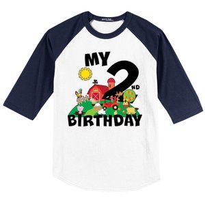 2 Year Old Farm My 2nd Birthday Baseball Sleeve Shirt