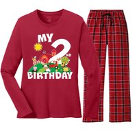 2 Year Old Farm My 2nd Birthday Women's Long Sleeve Flannel Pajama Set 