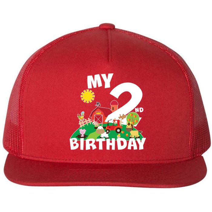 2 Year Old Farm My 2nd Birthday Flat Bill Trucker Hat