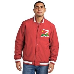 2 Year Old Farm My 2nd Birthday Insulated Varsity Jacket