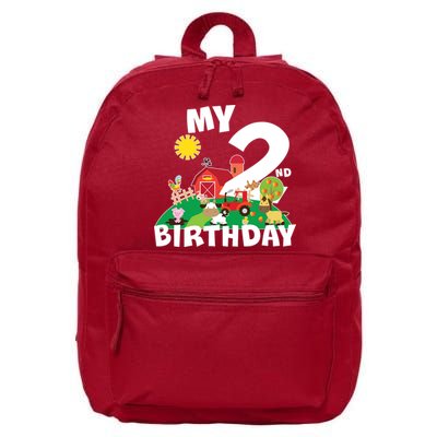 2 Year Old Farm My 2nd Birthday 16 in Basic Backpack