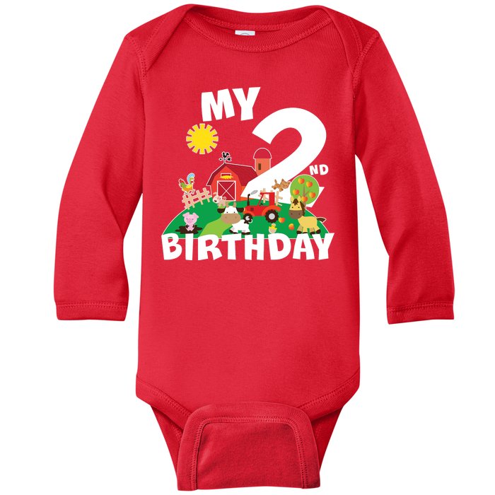 2 Year Old Farm My 2nd Birthday Baby Long Sleeve Bodysuit