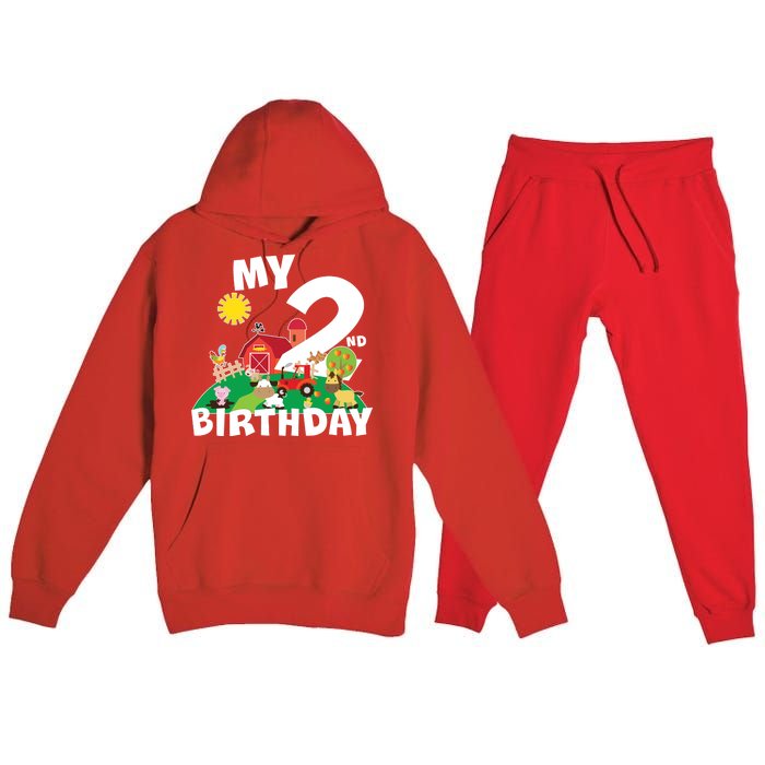 2 Year Old Farm My 2nd Birthday Premium Hooded Sweatsuit Set