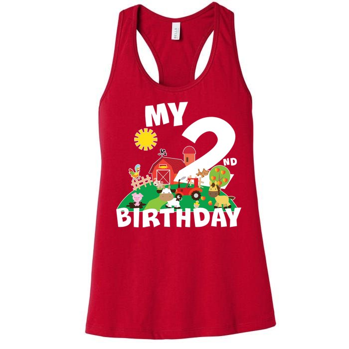 2 Year Old Farm My 2nd Birthday Women's Racerback Tank