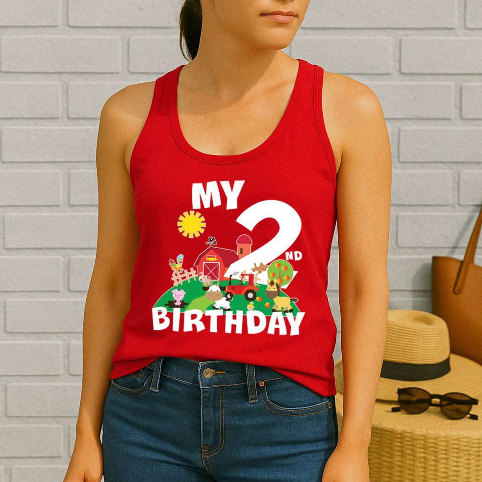 2 Year Old Farm My 2nd Birthday Womens Tank Top
