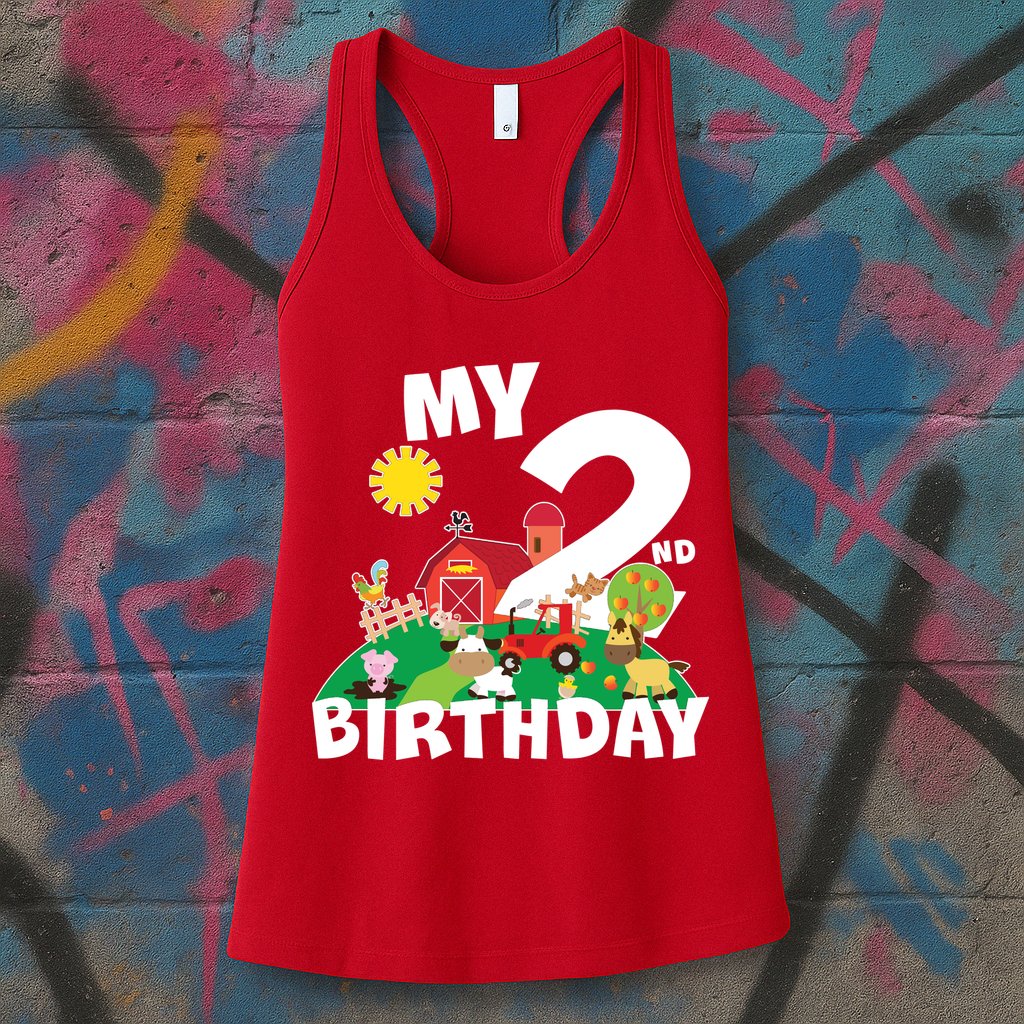 2 Year Old Farm My 2nd Birthday Womens Tank Top