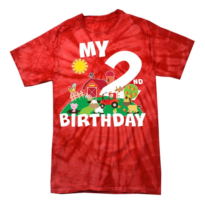 2 Year Old Farm My 2nd Birthday Tie-Dye T-Shirt