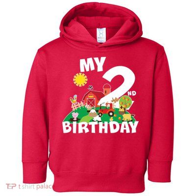 2 Year Old Farm My 2nd Birthday Toddler Hoodie