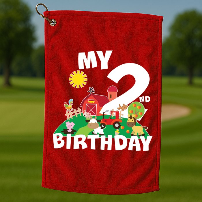 2 Year Old Farm My 2nd Birthday Golf Towel