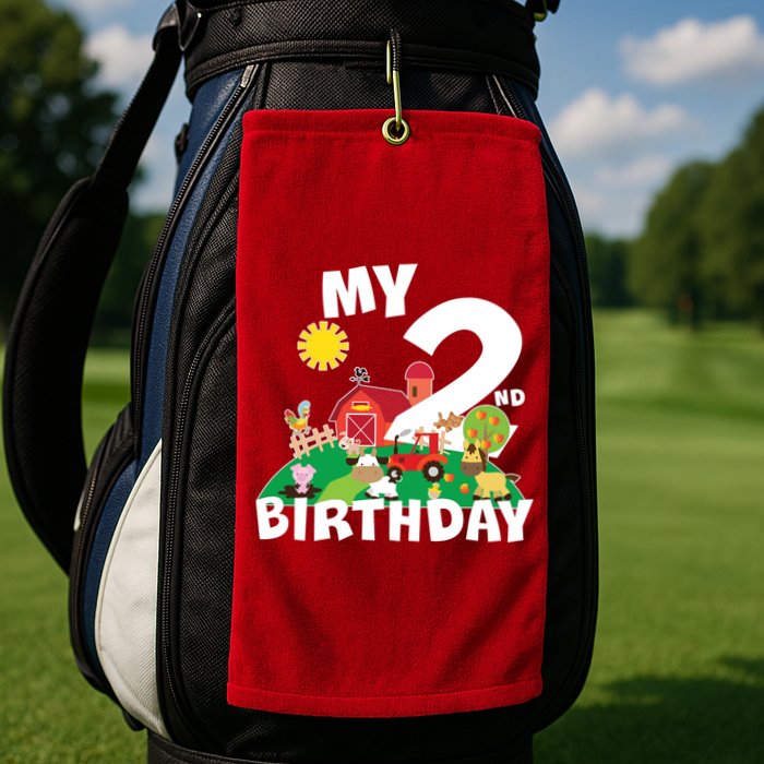 2 Year Old Farm My 2nd Birthday Golf Towel