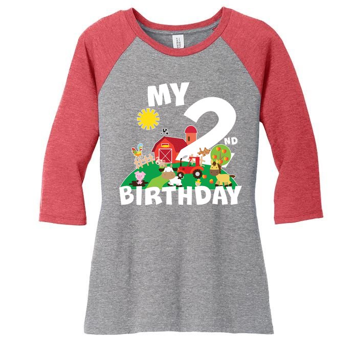 2 Year Old Farm My 2nd Birthday Women's Tri-Blend 3/4-Sleeve Raglan Shirt